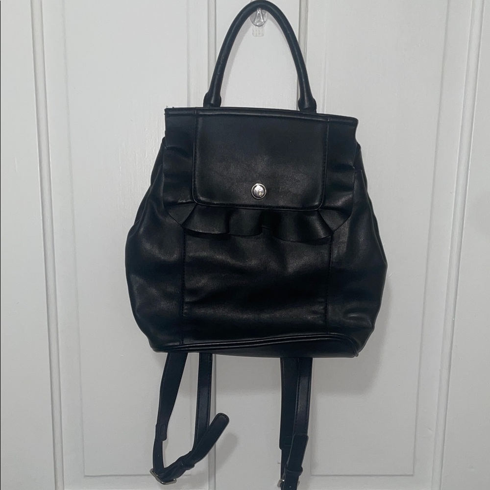 Nine West Black Ruffle Front Backpack